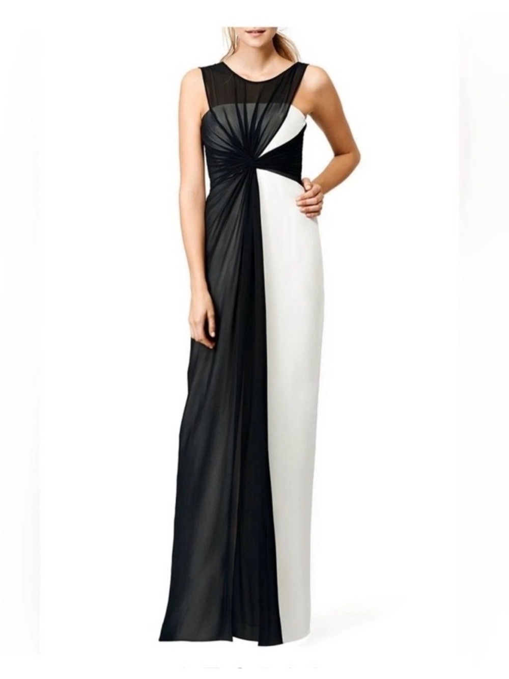 BCBG Maxazria Ninah Black and White Evening Gown
